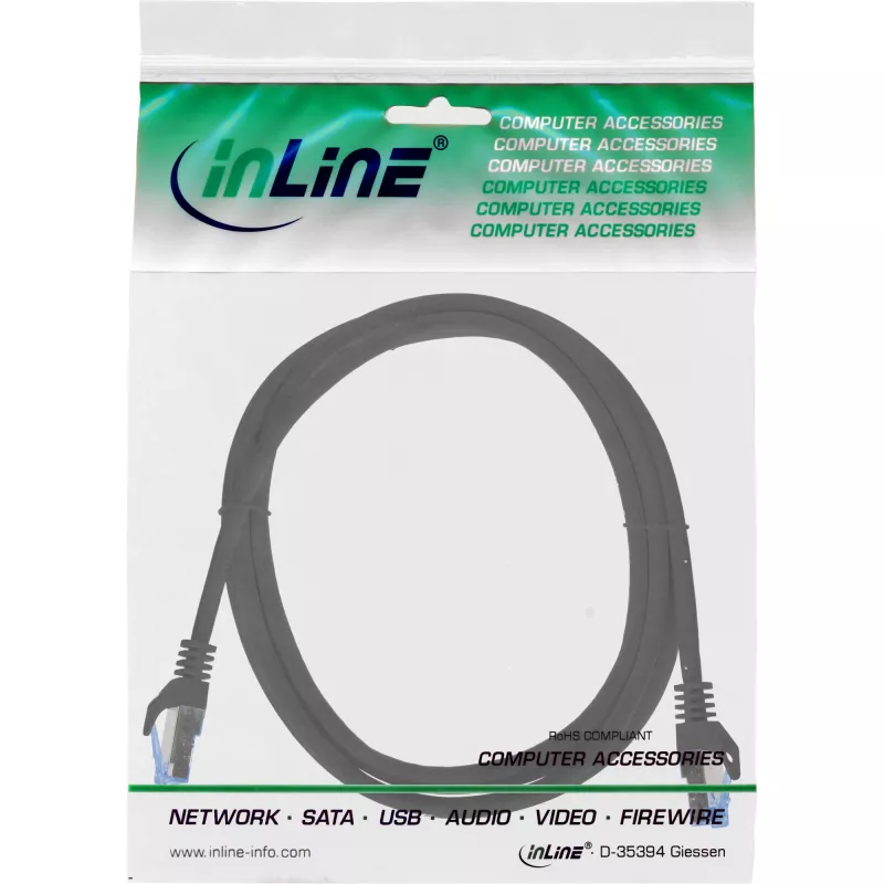 InLine 72655S Cable de red Negro 0,5 m Cat6a S/FTP (S-STP)