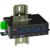 InLine 35396A hub USB 3.2 Gen 1 industrial, 4x USB-A, puerto host USB-B, 5 Gbit/s, carcasa de aluminio, negro, con fuente de alimentación