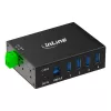 InLine 35396A hub USB 3.2 Gen 1 industrial, 4x USB-A, puerto host USB-B, 5 Gbit/s, carcasa de aluminio, negro, con fuente de alimentación