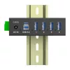InLine 35396A hub USB 3.2 Gen 1 industrial, 4x USB-A, puerto host USB-B, 5 Gbit/s, carcasa de aluminio, negro, con fuente de alimentación