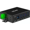 InLine 35396A hub USB 3.2 Gen 1 industrial, 4x USB-A, puerto host USB-B, 5 Gbit/s, carcasa de aluminio, negro, con fuente de alimentación