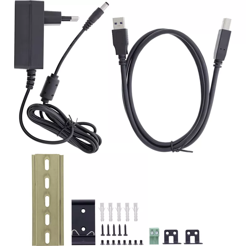 InLine 35396A hub USB 3.2 Gen 1 industrial, 4x USB-A, puerto host USB-B, 5 Gbit/s, carcasa de aluminio, negro, con fuente de alimentación