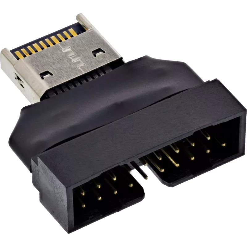 InLine 33446T Adaptador de cable USB Type-E Key A, 20 pines USB 3.0 Header, 19 pines negro