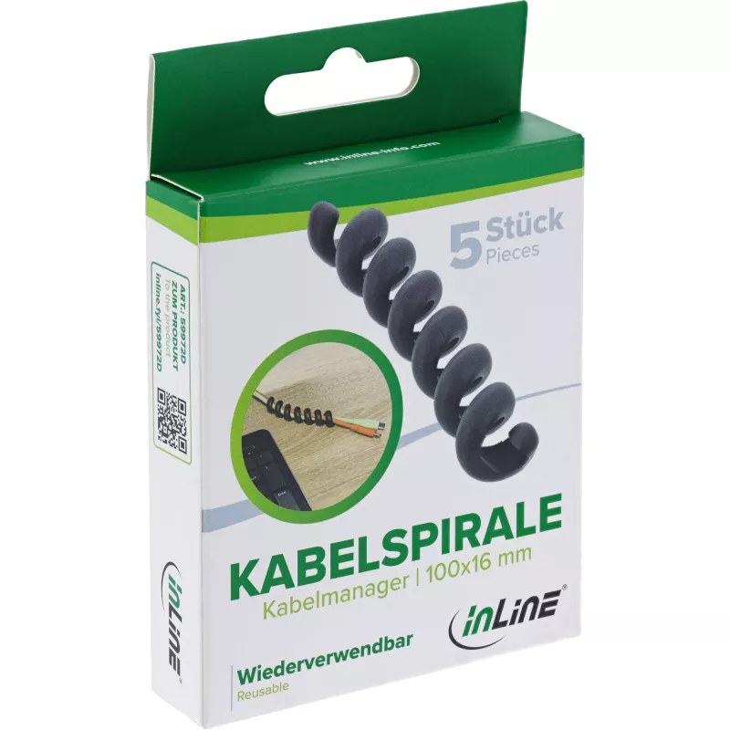 InLine 59972D organizador de cables universal funda de cable negro 5 uds.