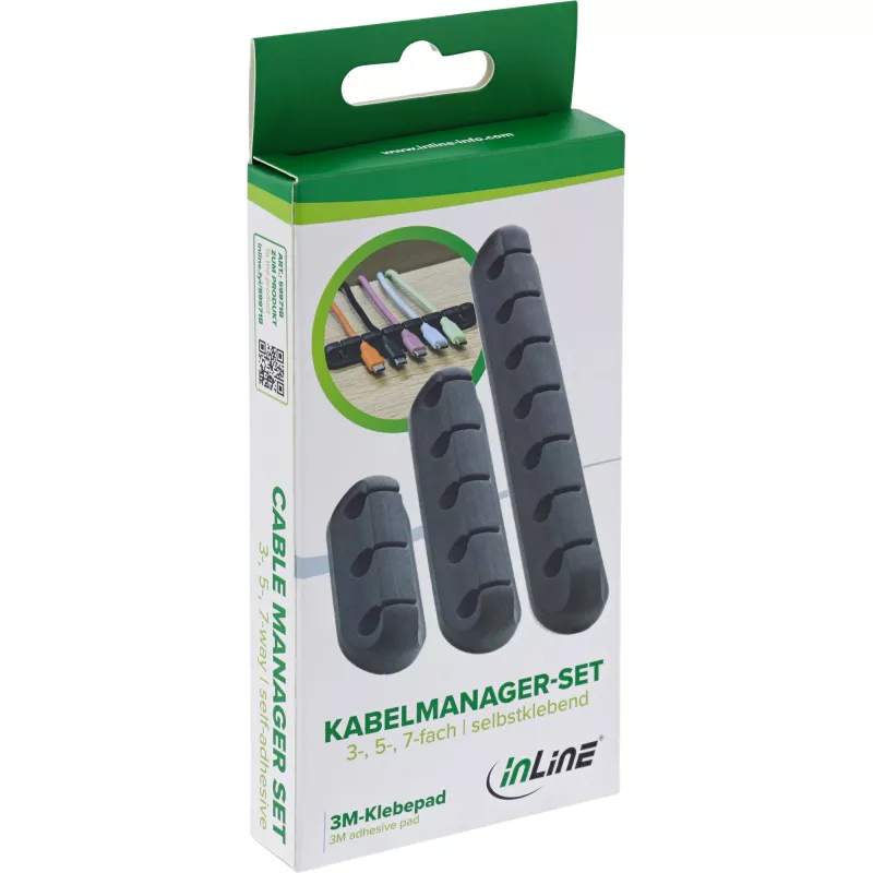 InLine 59971B organizador de cables universal clip de cable negro