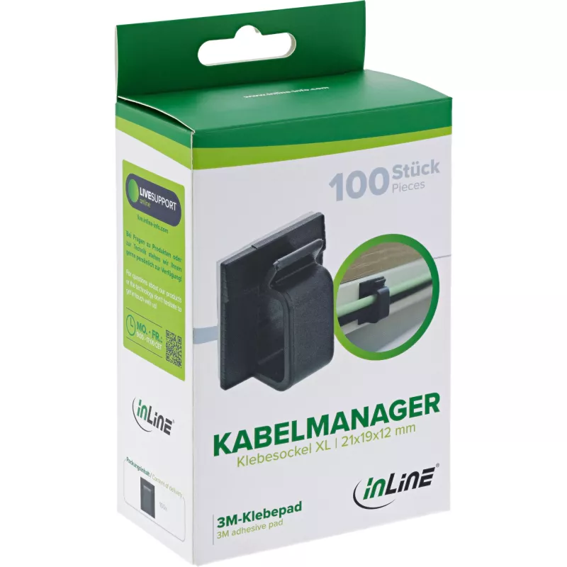 InLine 59971H organizador de cables universal soporte de cables negro 100 uds.