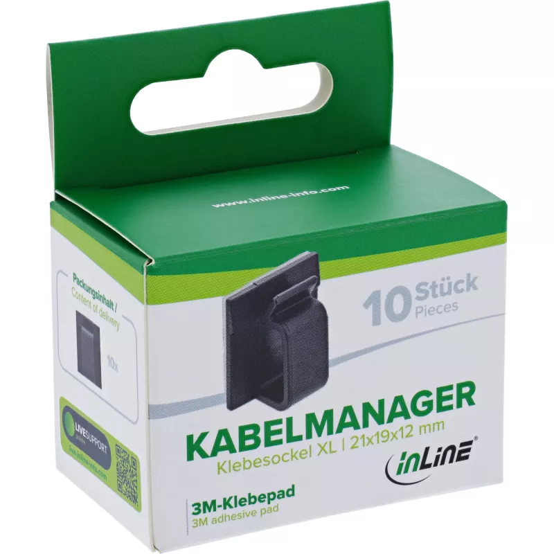 InLine 59971F gestor de cables universal soporte de cables negro 10 uds.