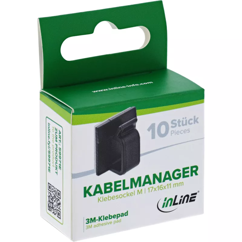 InLine 59971E gestor de cables universal ganchos para cables negro 10 uds.
