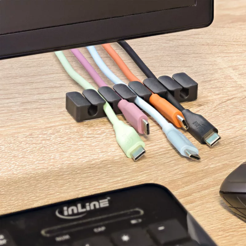 InLine 59971L clip de cable universal clip de cable negro 5 uds.