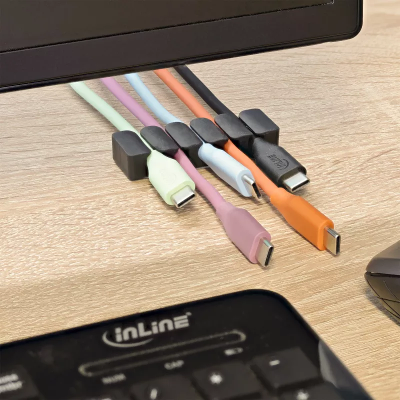 InLine 59971K organizador de cables universal clip de cable negro 5 uds.