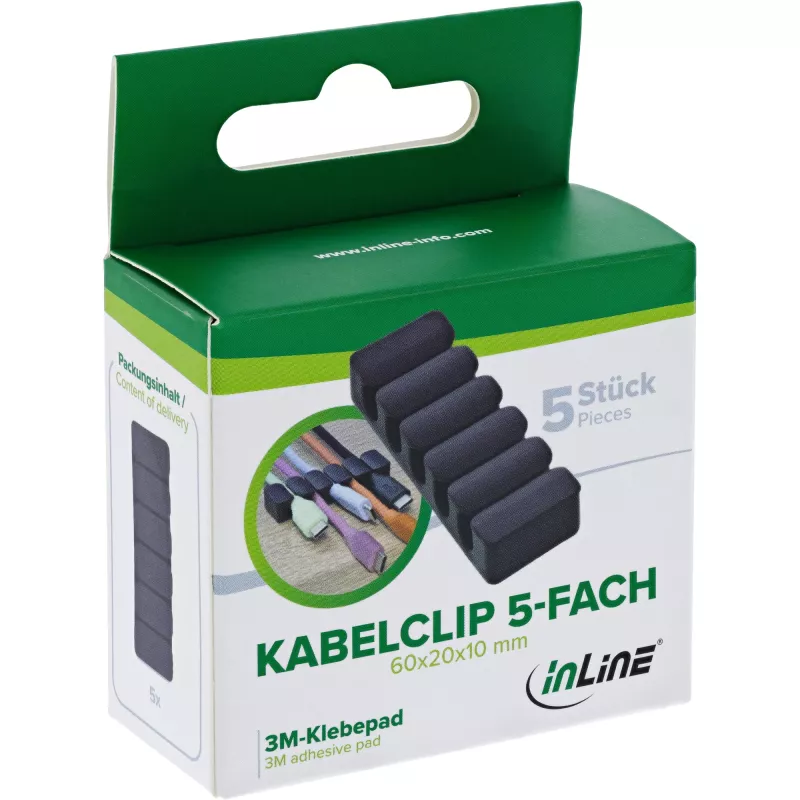 InLine 59971K organizador de cables universal clip de cable negro 5 uds.