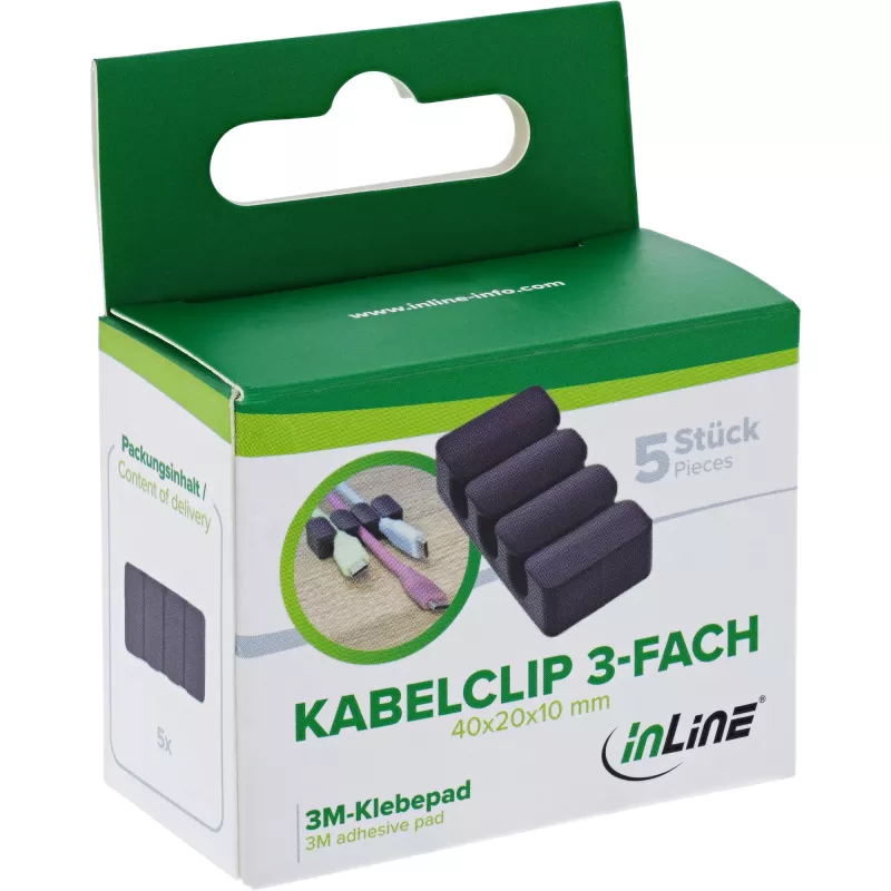 InLine 59971J organizador de cables universal clip de cable negro 5 uds.