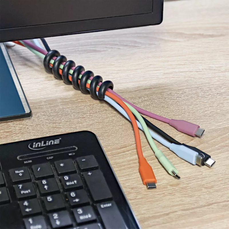 InLine 59972C organizador de cables universal funda de cable negro 5 uds.