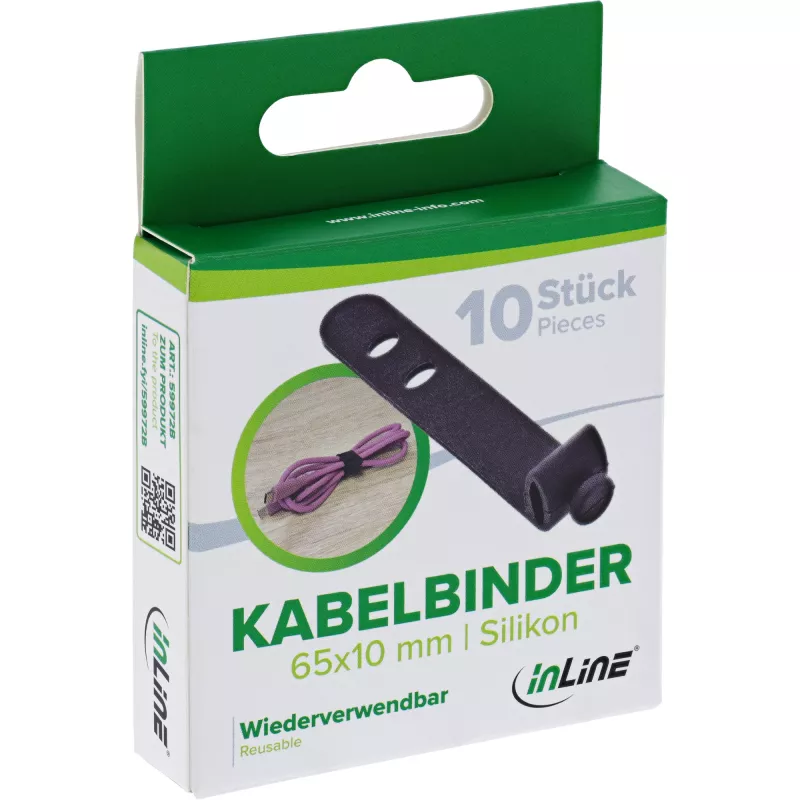 InLine 59972B bridas para cables brida para cables de escalera silicona negro 10 uds.