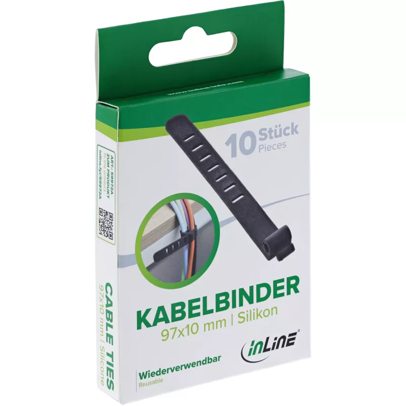 InLine 59972A bridas para cables brida para cables de escalera silicona negro 10 uds.