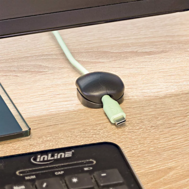 InLine 59971M organizador de cables universal clip de cable negro 10 uds.
