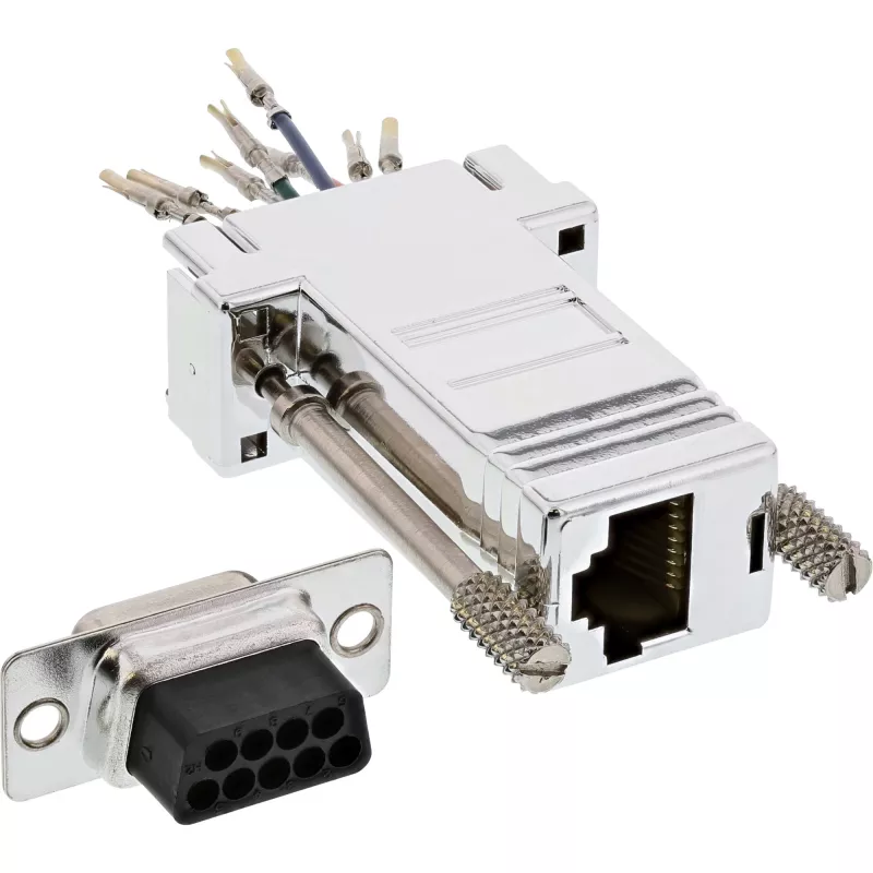 InLine adaptador DB9 hembra / RJ45 8P8C hembra carcasa con recubrimiento metálico 68889L