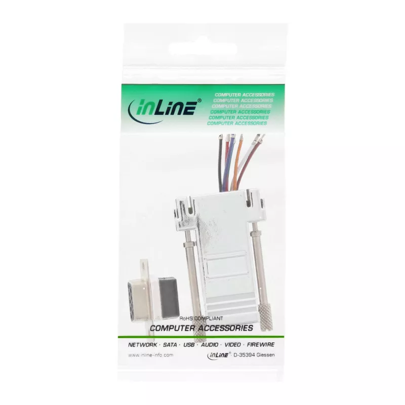 InLine adaptador DB9 hembra / RJ45 8P8C hembra carcasa con recubrimiento metálico 68889L