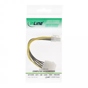 InLine adaptador de fuente de alimentación de placa base ATX 2.0/EPS 8 pin / 12V ATX1.3 4 pin 0,15 m