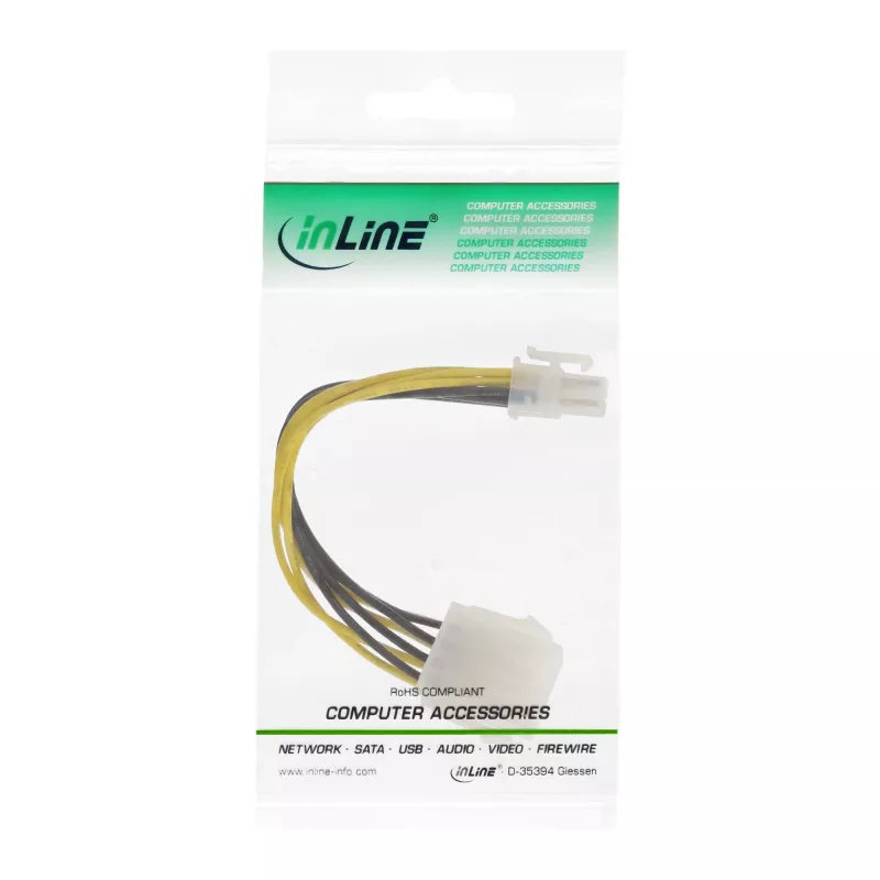 InLine adaptador de fuente de alimentación de placa base ATX 2.0/EPS 8 pin / 12V ATX1.3 4 pin 0,15 m
