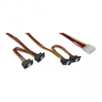 InLine cable de alimentación interno en Y 1x Molex / 4x SATA en ángulo con bloqueos 0,40+0,55 m