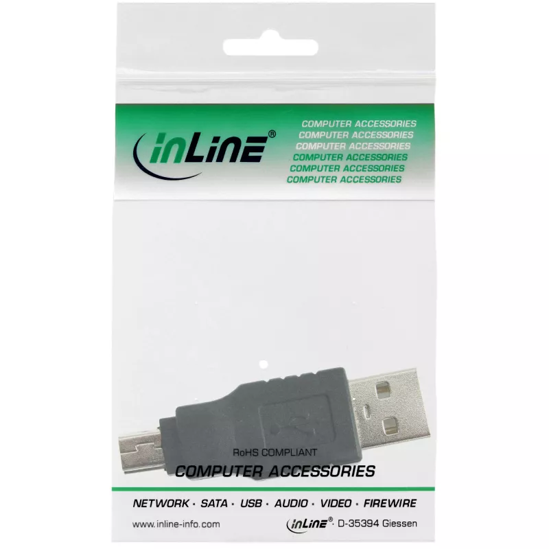 InLine adaptador USB 2.0 Type-A macho / Mini-USB 5-pin macho 33441C