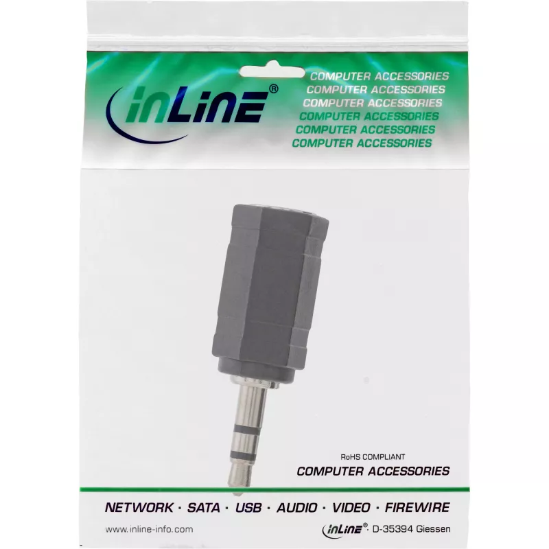 Adaptador de audio conector hembra jack 2,5 mm / conector macho jack 3,5 mm estéreo InLine 99309