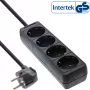 Regleta de enchufes InLine, 4 tomas schuko CEE 7/3, negra, 5m
