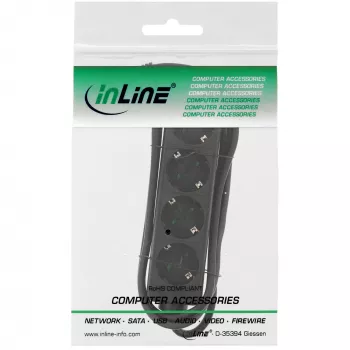 Regleta de enchufes InLine, 4 tomas schuko CEE 7/3, negra, 5m