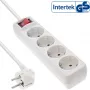 Regleta de enchufes InLine, 4 tomas schuko CEE 7/3, con interruptor, blanca, 5 m