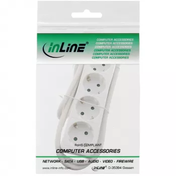 Regleta de enchufes InLine, 4 tomas schuko CEE 7/3, blanca, 5m