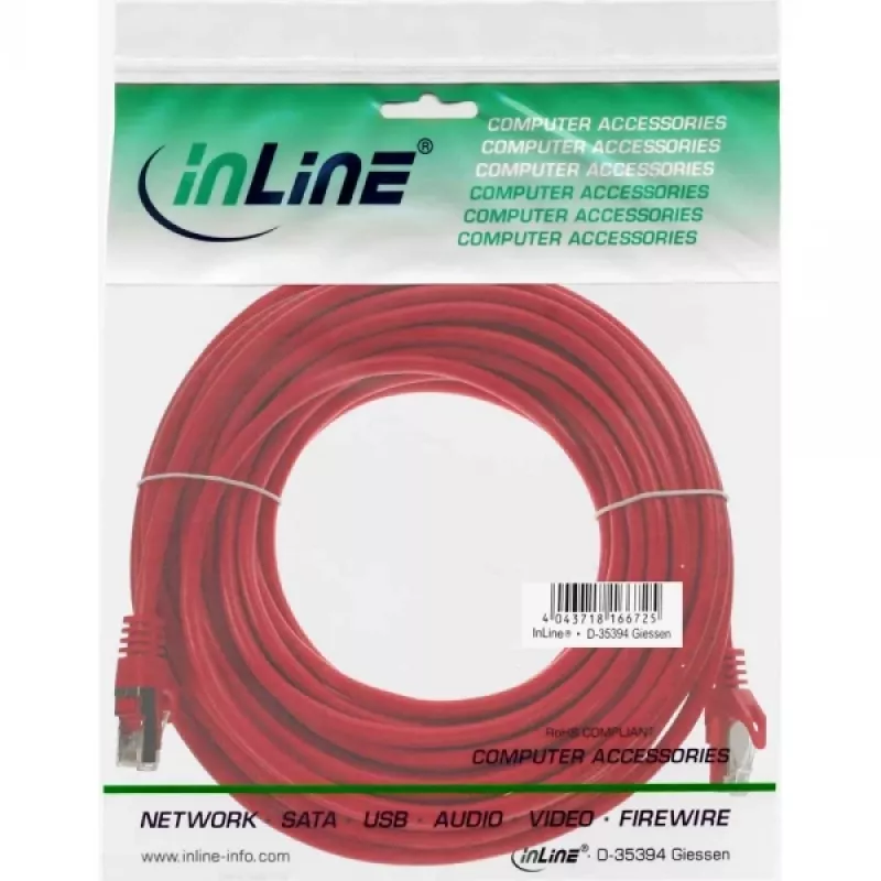 Cable de red F/UTP Cat.5e rojo InLine 10m
