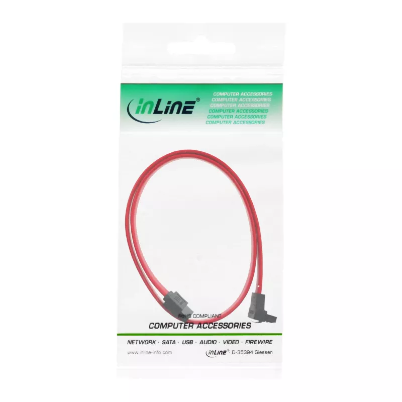 InLine Cable SATA para conexiones 150-/300-/600-SATA en ángulo con bloqueos, 90°, 0,3m