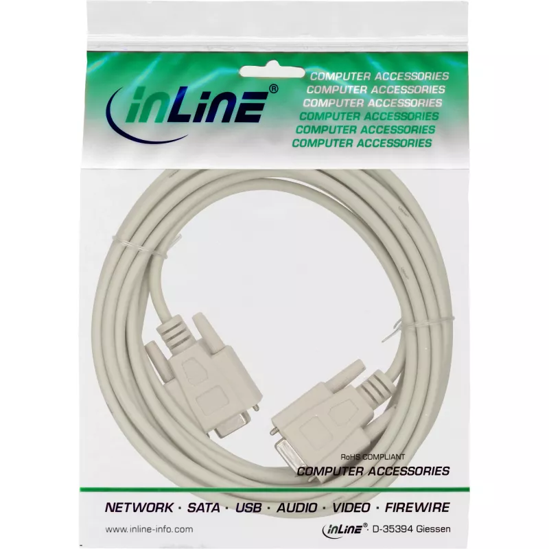 Cable módem nulo InLine DB9 conector hembra / conector hembra, moldeado, 10m