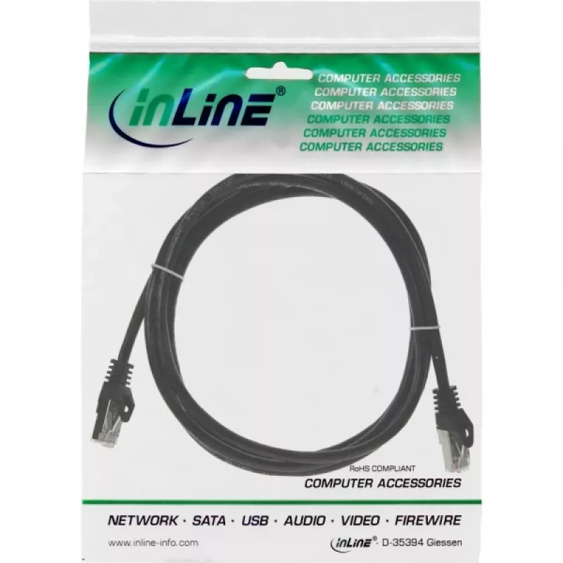 Cable de red F/UTP Cat.5e negro InLine 0,5m