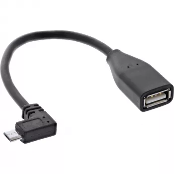 Cable adaptador Micro USB OTG InLine conector macho Micro-B en ángulo a conector hembra USB A 0,1 m