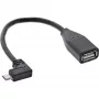 Cable adaptador Micro USB OTG InLine conector macho Micro-B en ángulo a conector hembra USB A 0,1 m