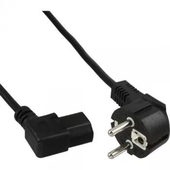 Cable de alimentación InLine, CEE 7/7 en ángulo / 3 polos IEC C13 izquierda en ángulo, negro, 1m