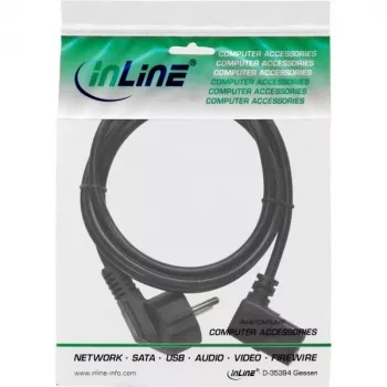 Cable de alimentación InLine, CEE 7/7 en ángulo / 3 polos IEC C13 conector macho en ángulo, 1 m