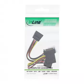 Cable adaptador de alimentación SATA InLine conector macho a conector hembra a 2x SATA + conector de alimentación Molex de 4 pines