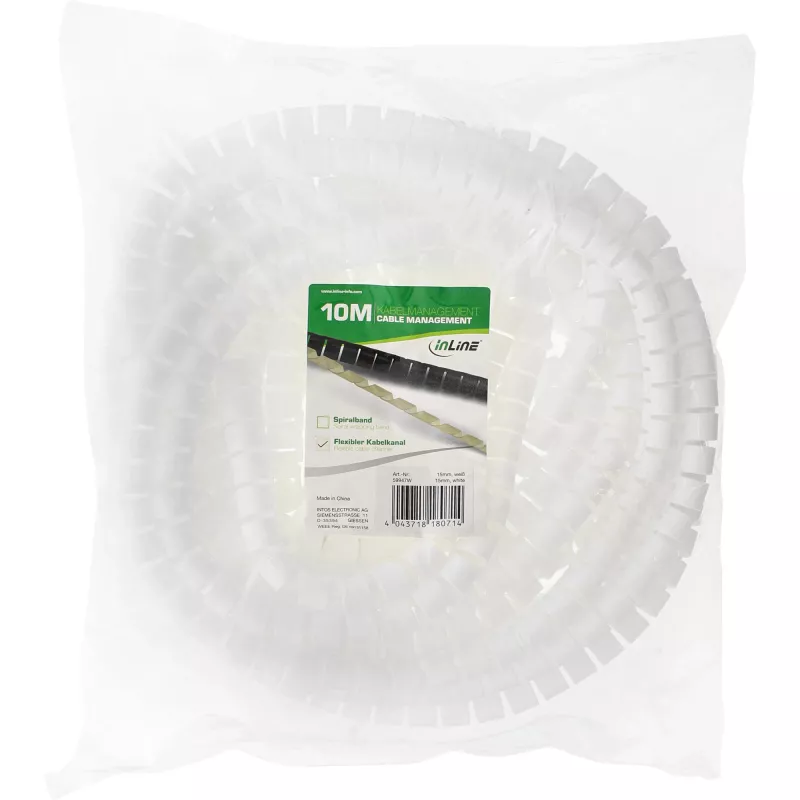 Canaleta flexible para cables InLine 10 m, blanco, 15 mm