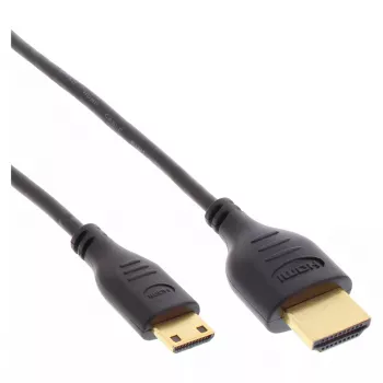 Cable HDMI High Speed con Ethernet InLine, AM/CM, extraplano, negro/dorado, 0,5 m