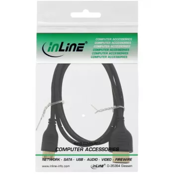 Cable HDMI High Speed con Ethernet InLine, AM/CM, extraplano, negro/dorado, 1 m
