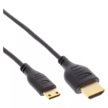 Cable HDMI High Speed con Ethernet InLine, AM/CM, extraplano, negro/dorado, 1,5 m