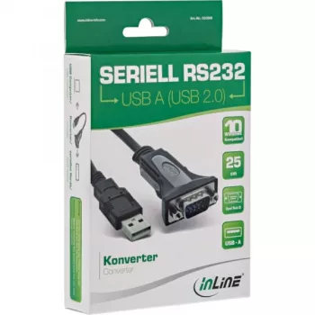 Cable adaptador USB 2.0 a serie InLine 33306I 0,25 m negro
