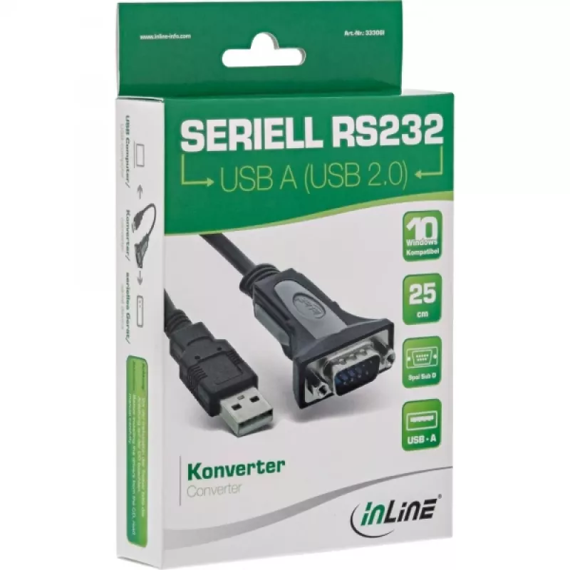 Cable adaptador USB 2.0 a serie InLine 33306I 0,25 m negro