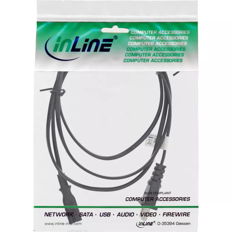 Cable de alimentación InLine conector China a Euro8 IEC-C7, negro, 1,8 m