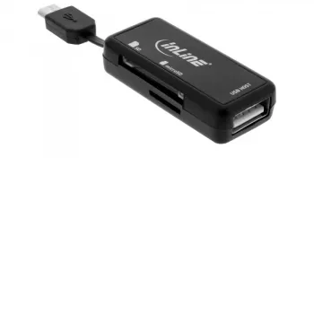 Lector de tarjetas OTG InLine Dual Flex para SD, microSD con puerto USB y 2 ranuras para tarjetas
