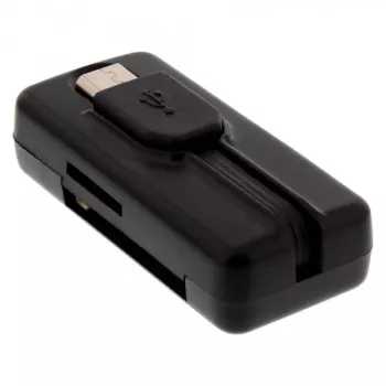 Lector de tarjetas OTG InLine Dual Flex para SD, microSD con puerto USB y 2 ranuras para tarjetas
