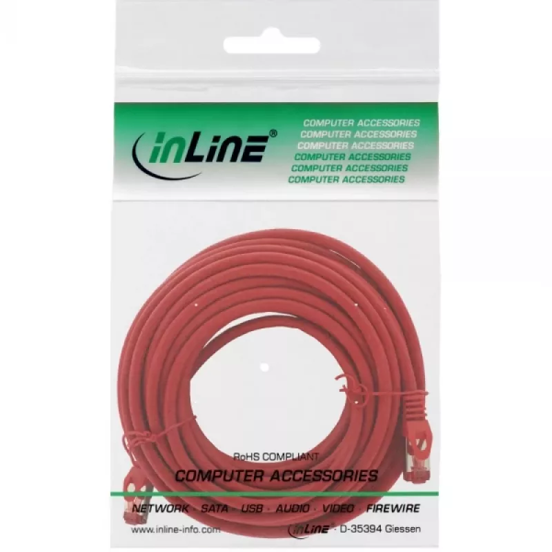 Cable de red S/FTP PiMF Cat.6 250MHz cobre libre de halógenos rojo 15 m InLine